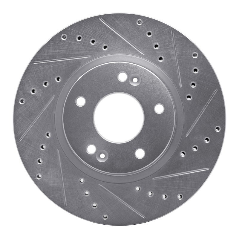 Hyundai Santa Fe Brake Rotor (1) - Front Right - R1 Concepts - Drilled & Slotted - Silver - `07-`09 Hyundai Santa Fe Brake Rotor (1) - Front Right - R1 Concepts - Drilled & Slotted - Silver - `07-`09